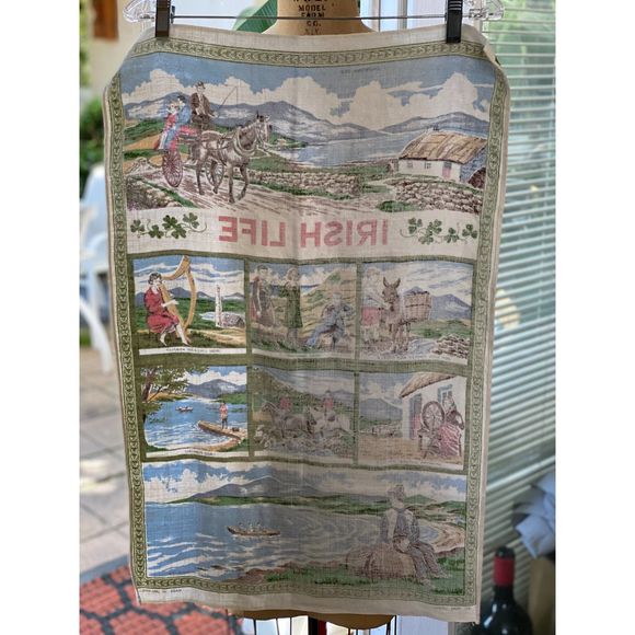 NWOT VTG IRISH LIFE 100% Linen Tea Towel Made in Ireland Souvenir 29" H x 20" W - Picture 5 of 6